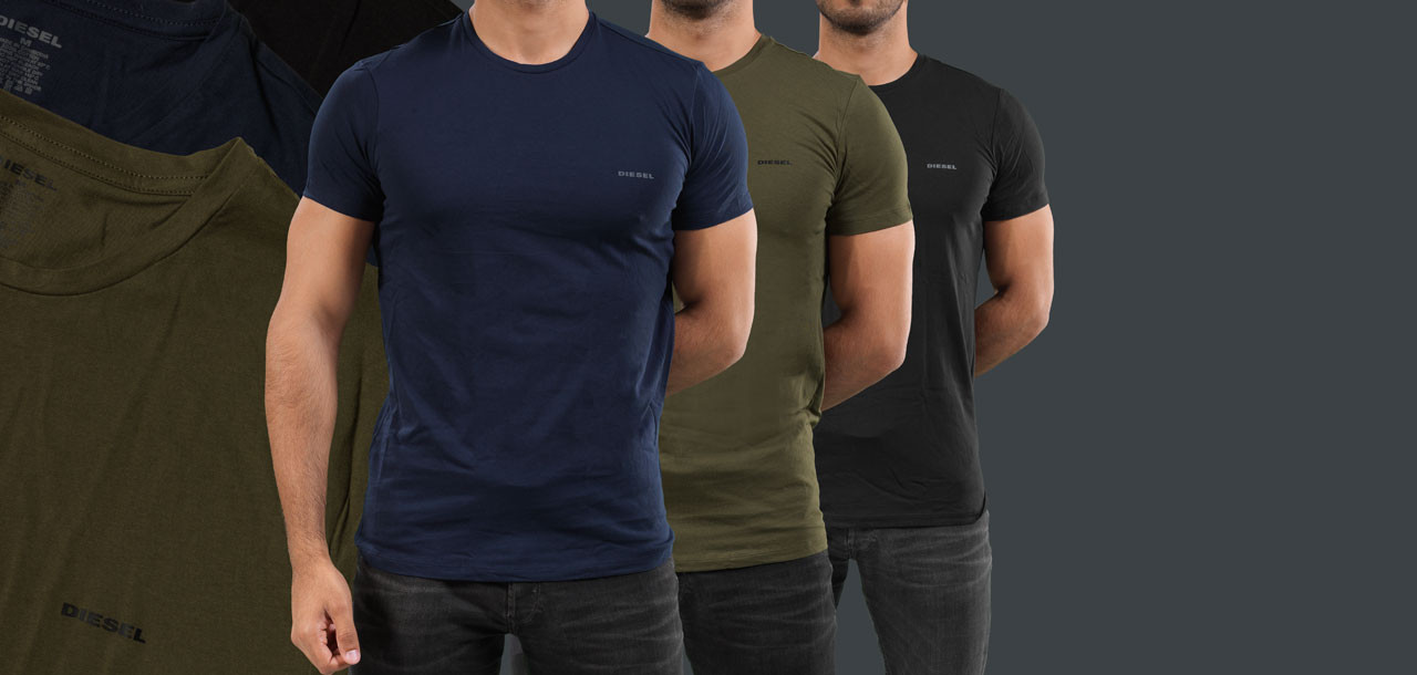 Diesel Jake Round Neck T-Shirt 3-Pack AALW, color Nee