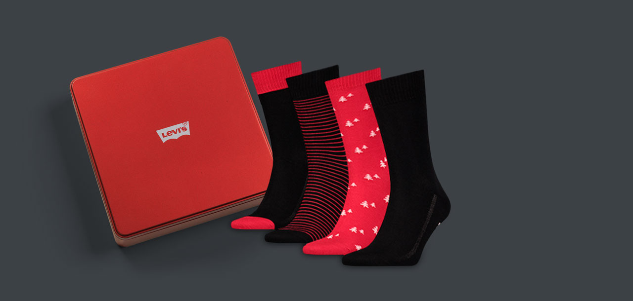 Levi's Regular Cut Socks Christmas Giftbox 4-Pack 168SF, color Nee