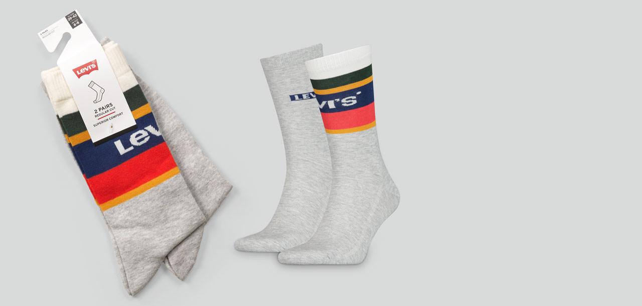 Levi_s Regular Cut Color Block Stripe Socks 2-Pack 601, color Nee