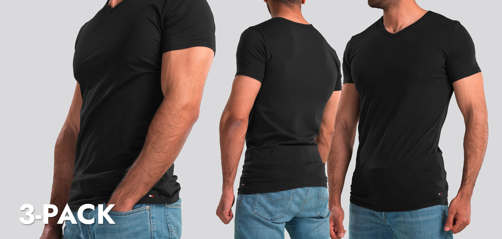 Tommy Hilfiger Premium Essentials V-Neck T-Shirt 3-Pack 767, color Nee