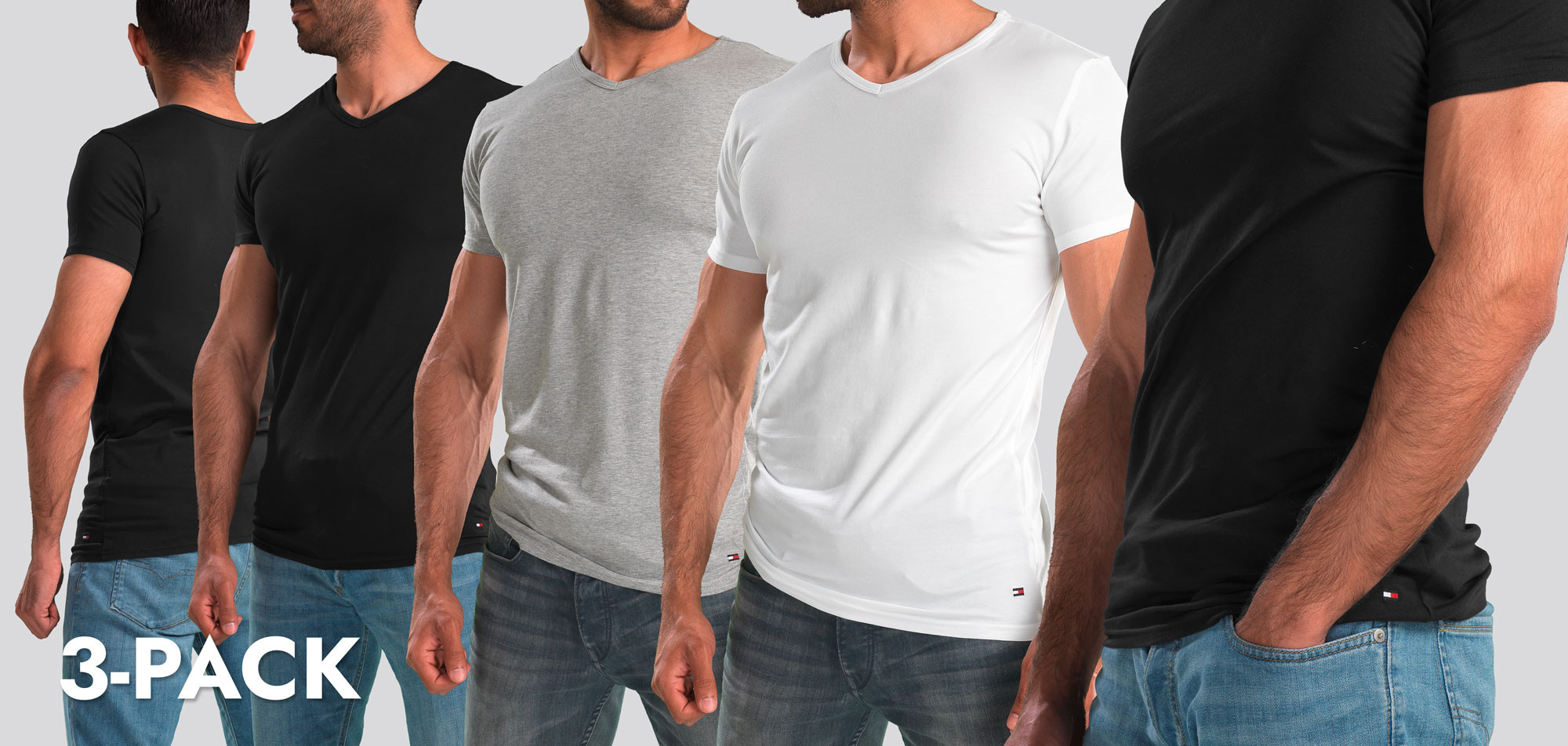 Tommy Hilfiger Premium Essentials V-Neck T-Shirt 3-Pack 767, color Nee