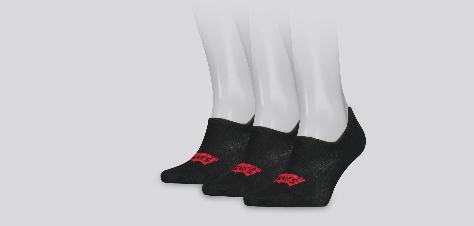 Levi_s High Rise Batwing Logo Footie Socks 3-Pack 129, color Nee