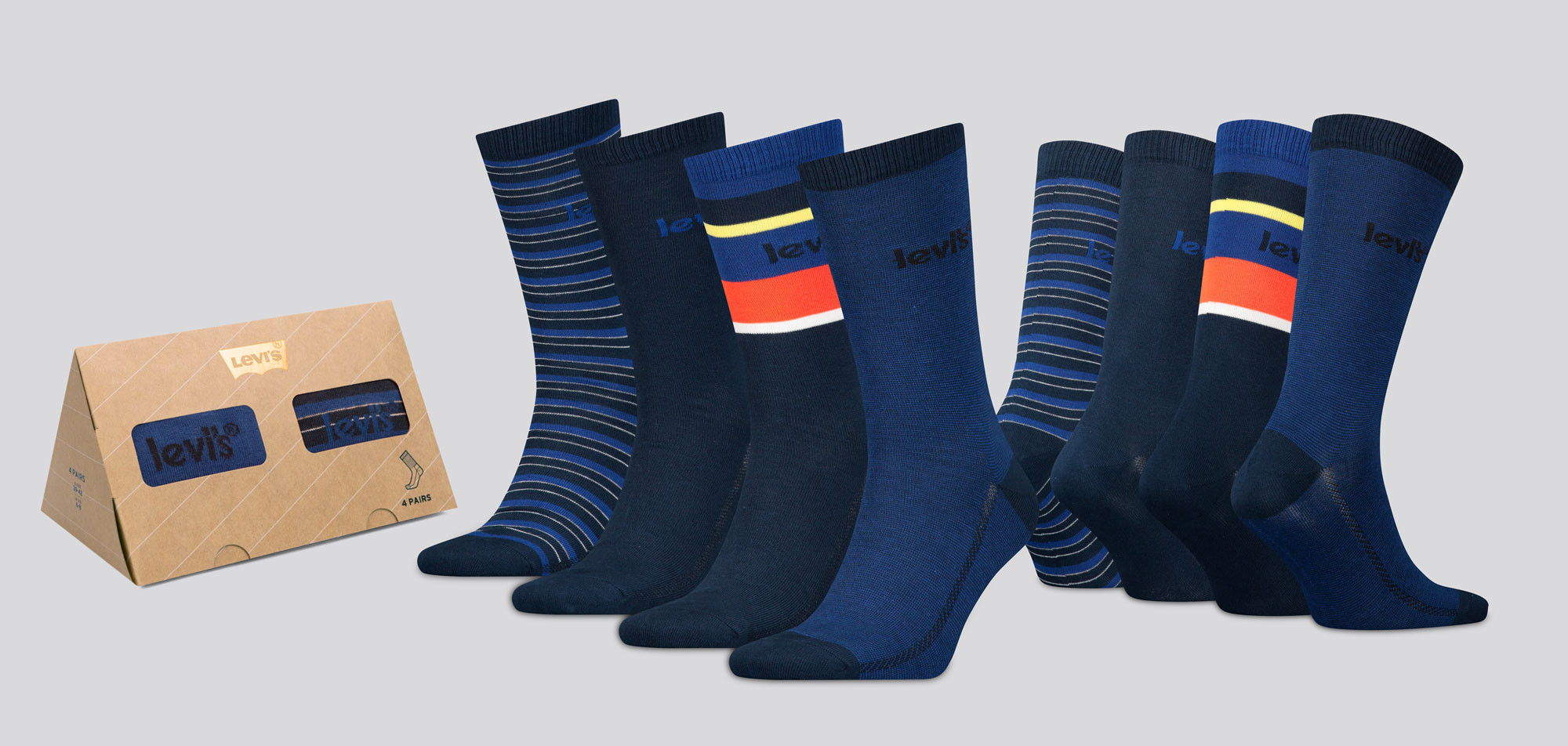 Levi_s Socks 4-Pack 694 Giftbox Regular Cut Stripe, color Nee