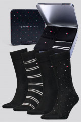 Tommy Hilfiger Socks 4-Pack 441 Tin Giftbox Stripe Dot,